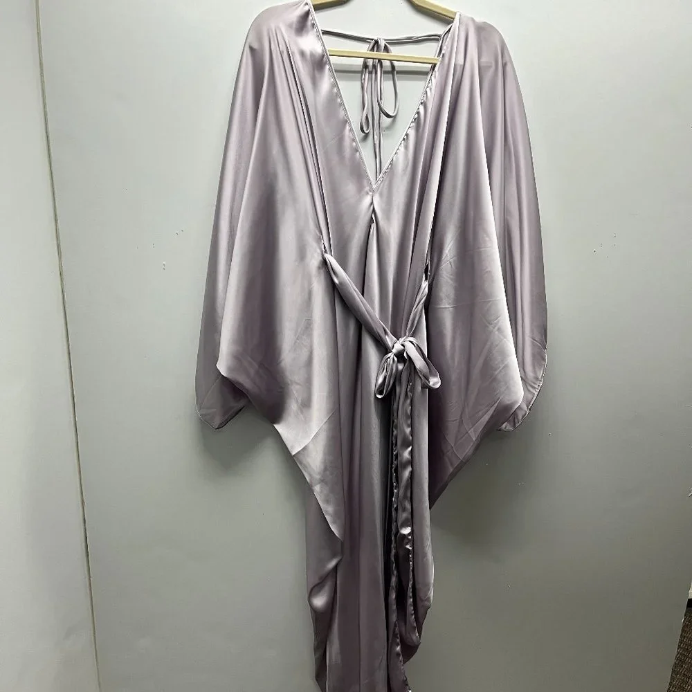 NWT Anthropologie Satin Tie Front Maxi Kaftan - Picture 6 of 8